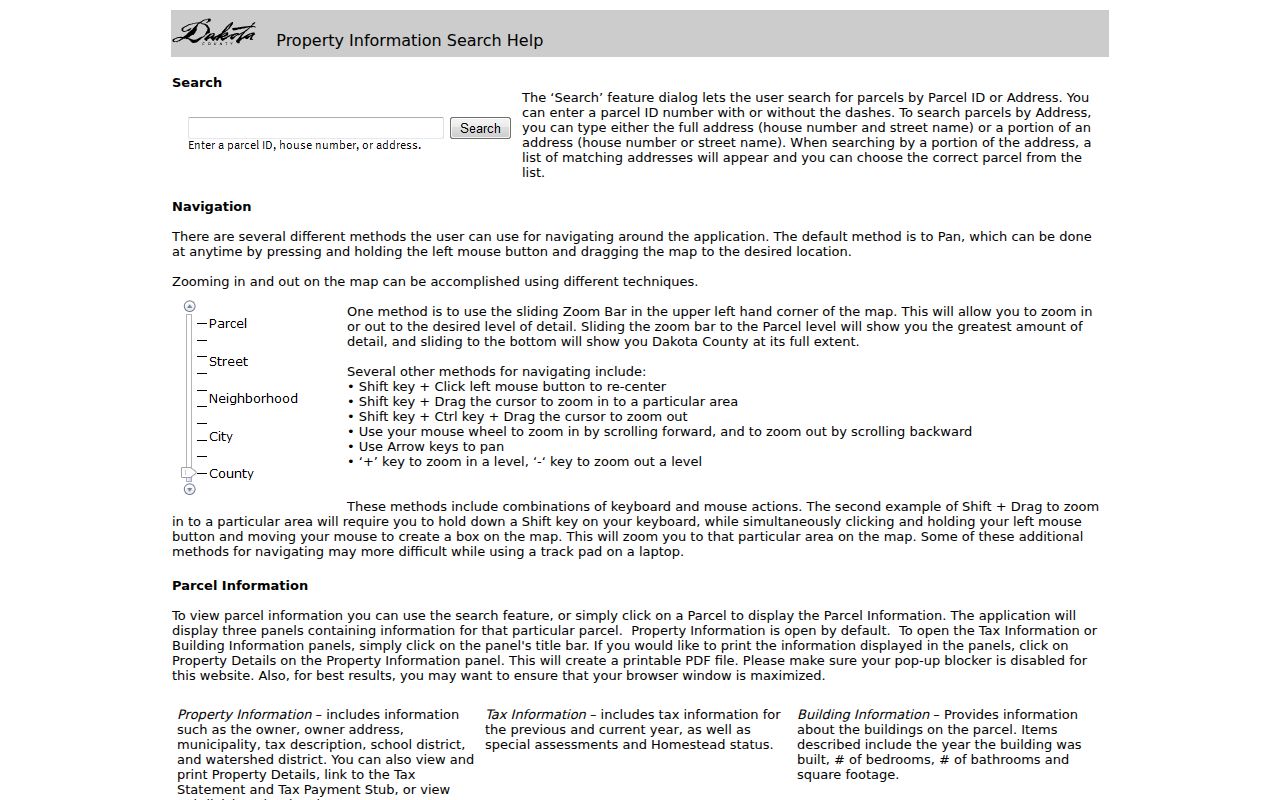 Hastings ZIP code directory path from postal address to Dakota County GIS