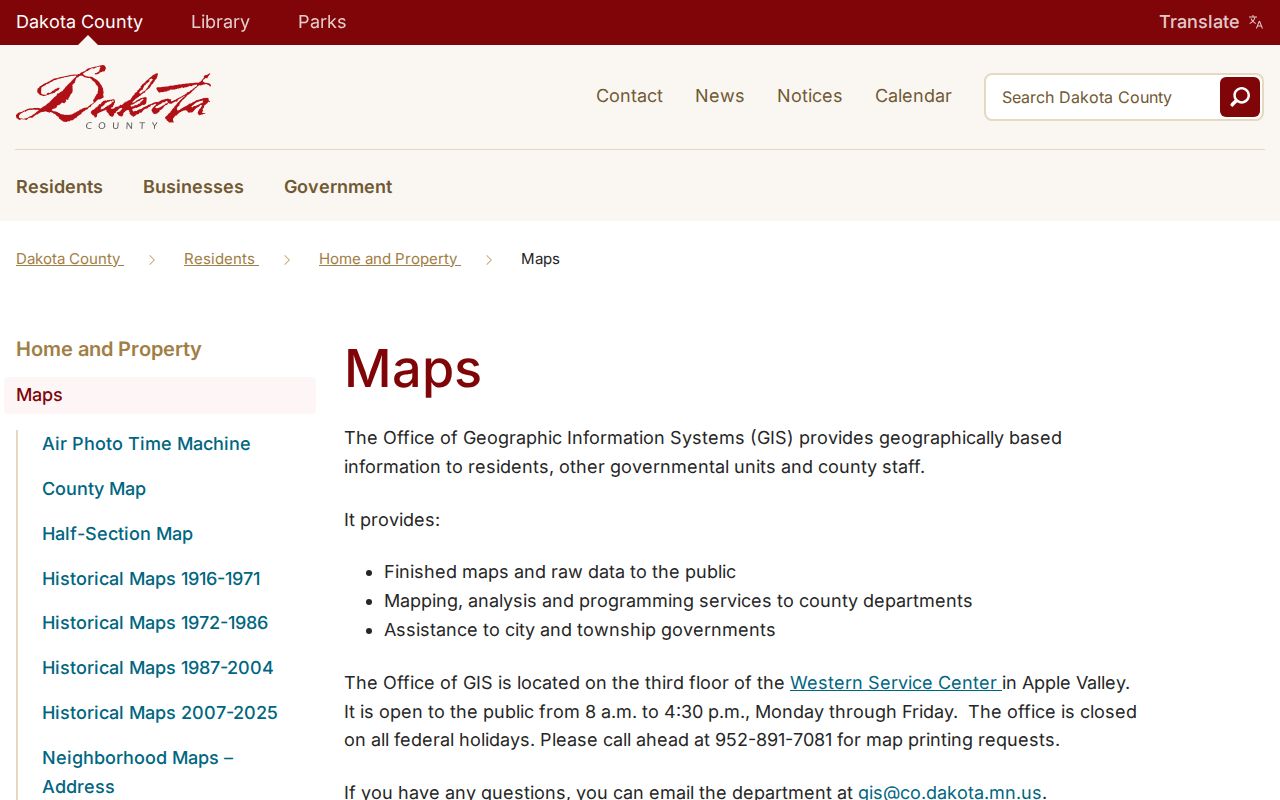 Hastings ZIP code directory view of the Dakota County ZIP map