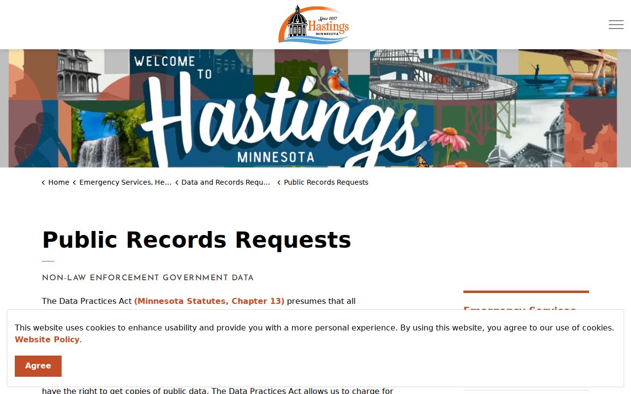 Hastings residents directory public records request instructions